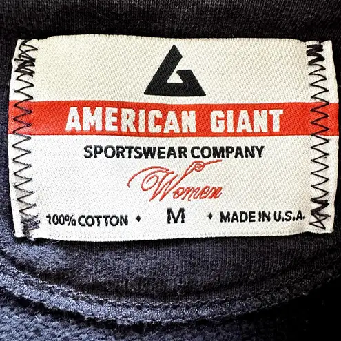 American Giant Full Zip Moto Jacket Fleece High Neck Pockets 100% Cotton Black M Size M