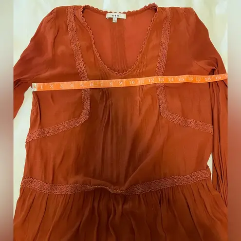 Ro & De  Embroidered Orange Ruffle Long Sleeve Top - Size S