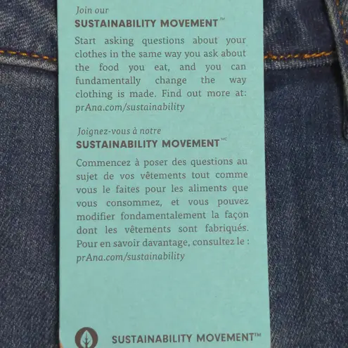 prAna Sienna Jean True Blue Mid-Rise Skinny Stretch Organic 12/31