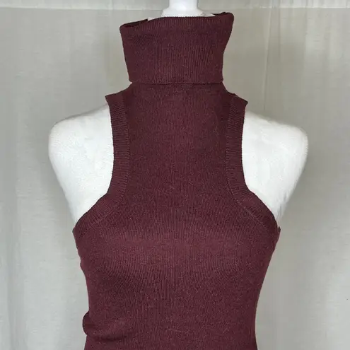 Rachel Pally  Burgundy Sleeveless Sweater Dress Halter Knee Length Collar‎ Small