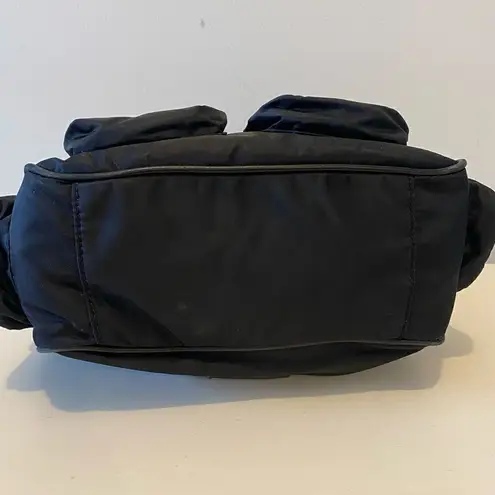 Moschino Black Nylon Handbag Leather Detailing VINTAGE Designer Luxury Italy