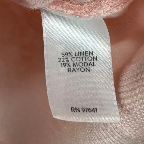 J.Jill Sweater Women M Pink Linen Blend Knit Long Sleeve Classic Lightweight Pink Size M