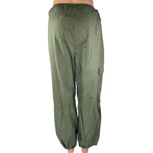 Next Women's Green Drawstring Tapered Wide Leg Windbreaker Jogger Pants Size L Size L