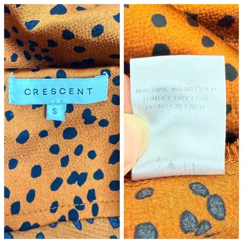 Crescent Silky Satin Pajama Cami Tank Shorts Set Loungewear Orange Black Small