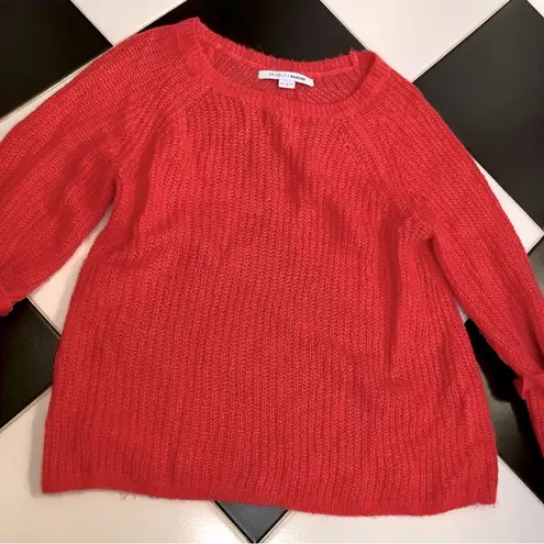 Project Nadaam Project Naadam Bell Sleeve Sweater Coral Fuzzy Bow Ties Neon Orange Pink Soft M