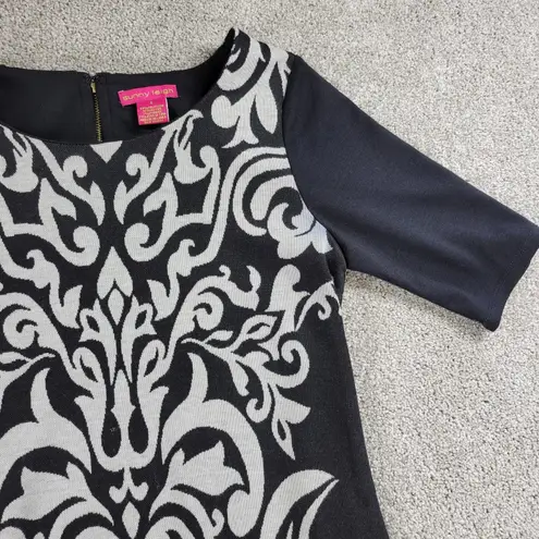 Sunny Leigh Sheath Dress Womens Small Black Paisley Damask Back Exposed Zipper