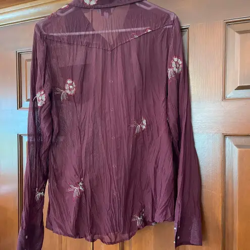 ROPER METALLIC THREAD SHEER WESTERN SHIRT Size M