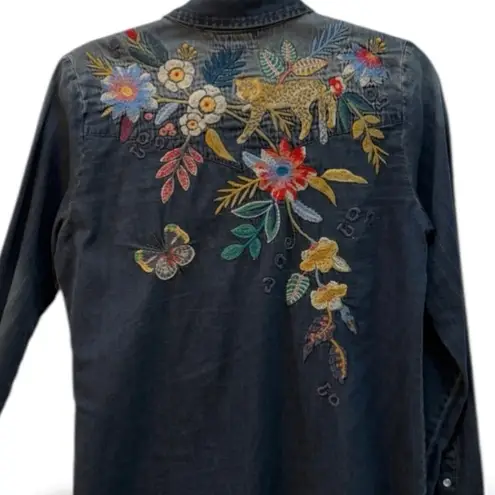Johnny Was heavily embroidered Savannah frayed western top NWT (oversized) RARE