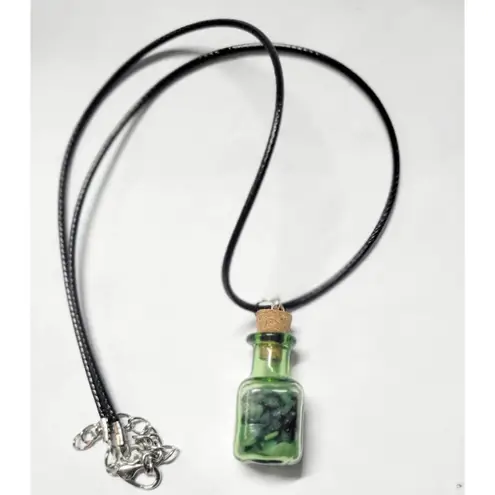Hand crafted Ruby Zoisite crystal mini bottle pendant necklace Red