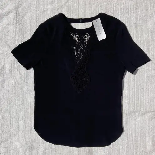 Sandro NWT Paris Lace Detail Blouse in Black