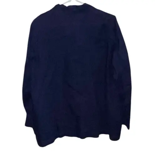 Coldwater Creek Navy Blue Linen Oversized Blazer Coastal Grandma Old Money