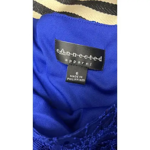 Connected Apparel Pullover Royal Blue Gown with Sequins and Laced Upper-Size 6