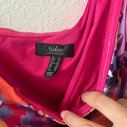 Aidan Mattox NEW Pink Floral One-Shoulder Dress Size 10 Ruffle