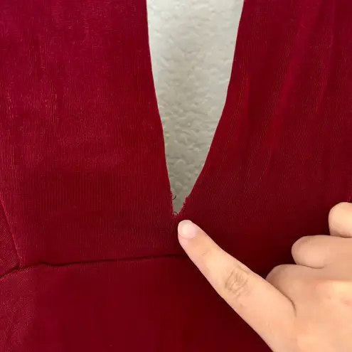 Bardot Maroon Burgundy Deep Red Ellis Plunge Keyhole Longsleeve Dress Size L