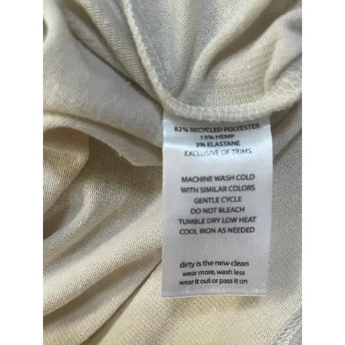 TOAD&CO Womens Beige Linen Blend Knot Front Crew Neck Short Sleeve Top Size S