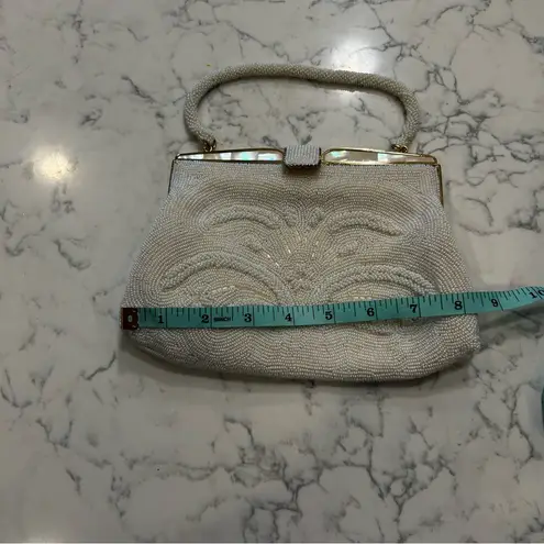 Vintage Fully Beaded Evening Wear Clutch Mini Bag White