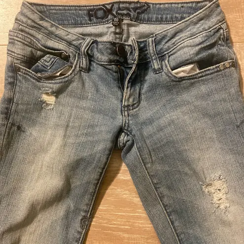 Fox Racing distressed destroyed denim jeans 00