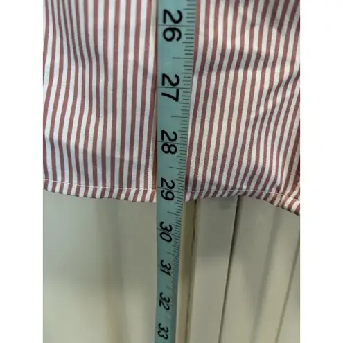 Notations Button Up Striped Long Sleeve Chiffon Blouse Pocket Size 2XL Mauve/Wh - Image 3