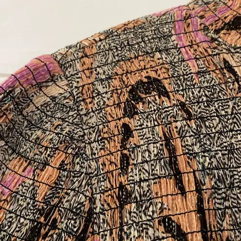 Ulla Johnson Dune High Neck Bird ofParadise Printed Blouse Size 4 Ivory Metallic