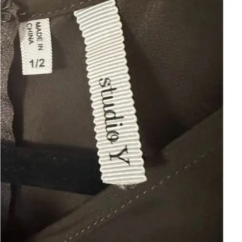 Studio Y Size 1/2 Cap Sleeve Sheath Dress Zipper Accents Dark Olive Green EUC