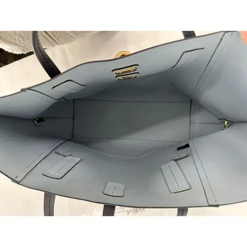 Zac Posen ZAC Dark Blue Folded Gusset Leather Tote Bag Purse