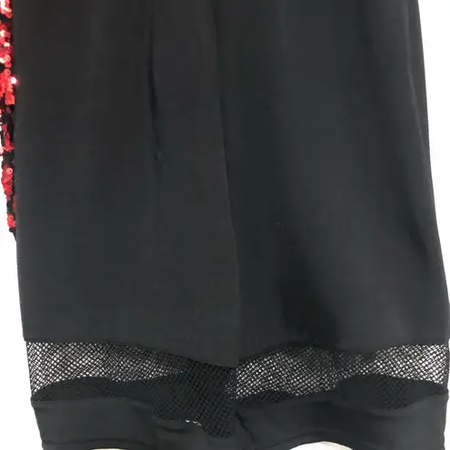 Awish dance costume large adult Red Sequin Jacket and Black ONE PIECE mesh detai
