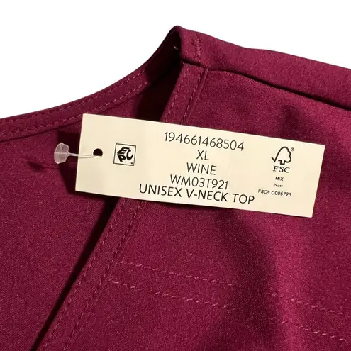 Scrubstar Unisex Scrubs Shirt Top Pullover Short Sleeve V-Neck Burgundy Red XL