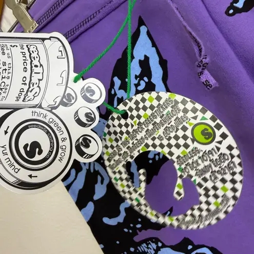 Seedless Clothing Sweatpants Womens Small Purple Floral Lounge Y2K Crop 15" NWT