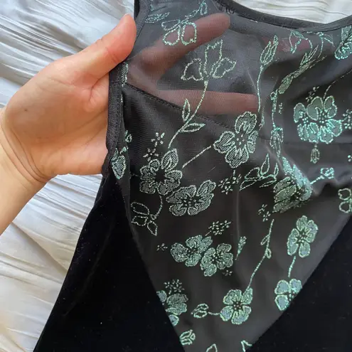 Candy Rocket 90s Black Velvet Dress with Blue Glitter Details