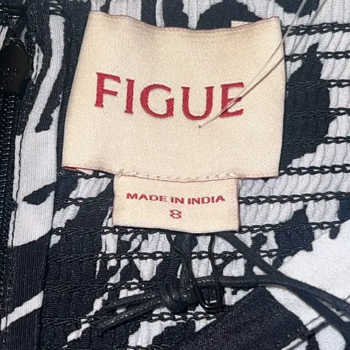 Figue Elenor Halter Maxi Dress Black White Floral Print Size 8 NWT