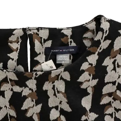 Tommy Hilfiger  Black Tan Leaf Print Short Sleeve Casual Shift Dress Size 8 NWOT