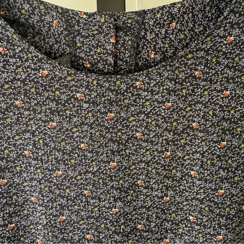 Vintage Floral Blouse Cottage Soft Modest Feminine Retro Layering Dark Academia Gray Size 10