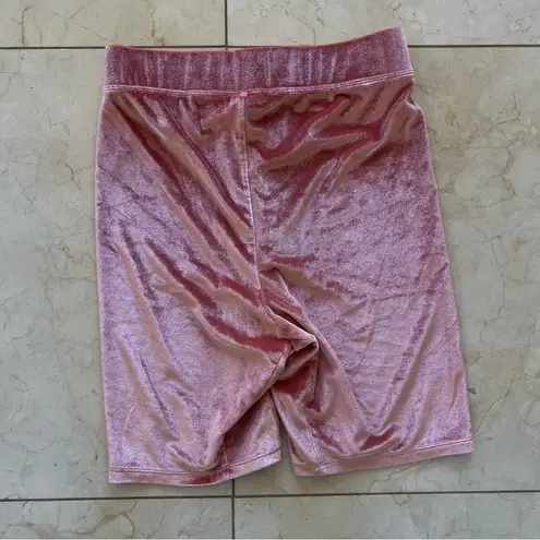 P.E. Nation Pink Velour with Orange Zipper Bike Shorts Sz small