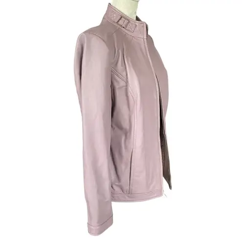 Bradley By Bradley Bayou long sleeve zip up soft rose pink/purple leather jacket