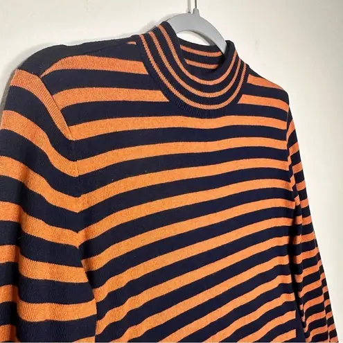 Susan Graver Striped Cotton Rayon Nylon Sweater Navy Amber Size Small Pre-owned