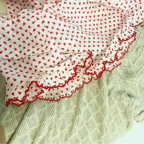 Vintage 1960s Barbizon Seraphim Batiste Red & White Floral Long Nightgown Medium