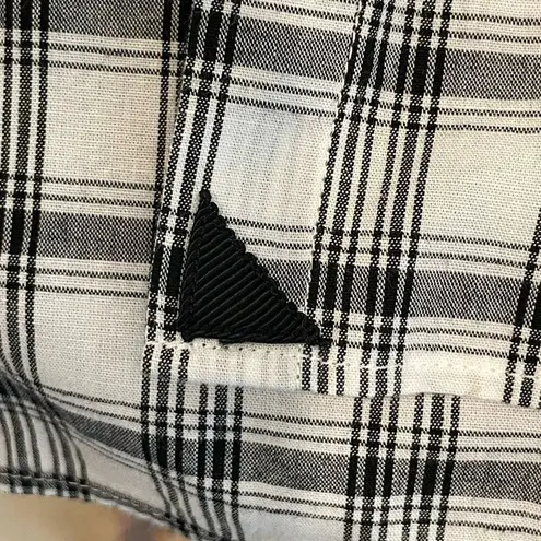 Untuckit Marina Cotton Plaid Button Down Shirt Size 4 New Black