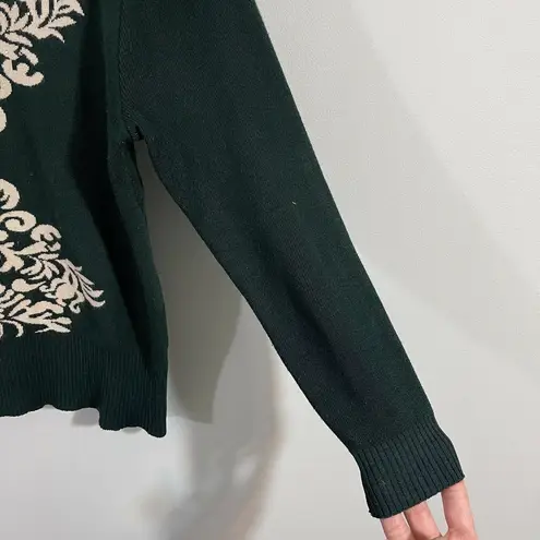 Vintage 70's Women's Green Graphics Rhinestone Graphics Fitted Sweater Size XS