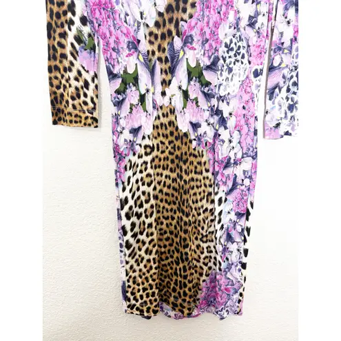 Just Cavalli Roberto Cavalli Y2k Mini Dress Size XL Animal Print Floral 90s Euro