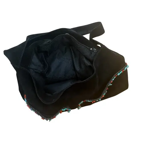 Bottega Veneta Suede Black Shoulder Purse Stones Turquoise Rare Southwestern