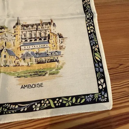 VTG Scarf Modele Depose Tous Pays Acetate Made In FRANCE 27” Square Castles