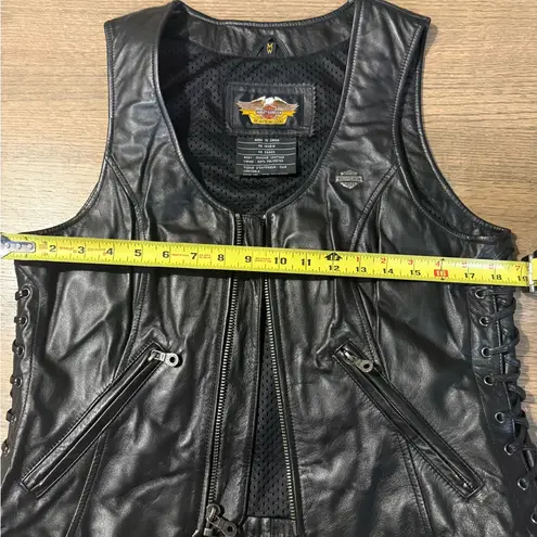 Harley Davidson Black Leather Vest with Lace