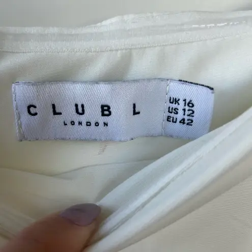 Club L London White Maxi Tube Dress w/Thigh High Split Size 12 Bridal Resortwear