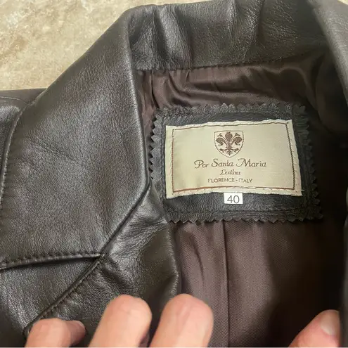 Por Santa Maria Sz 40 Italy Vintage Fine Leather CHOCOLATE Brown Women’s Coat: