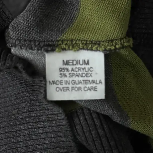 Byer California IZ Stripe Sweater Womens M Gray Green Chevron Knit Y2K Retro