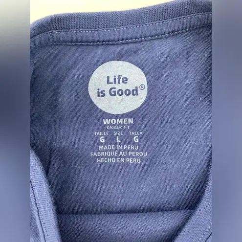 Life is Good  Navy Apple "Teaching is a Work of Heart" Short Sleeve T-shirt Sz L