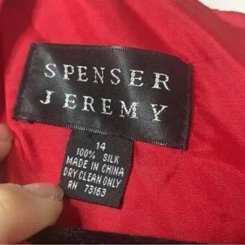 Spencer Jeremy Red Striped 100% Silk Wrap Front Maxi Dress Size 14