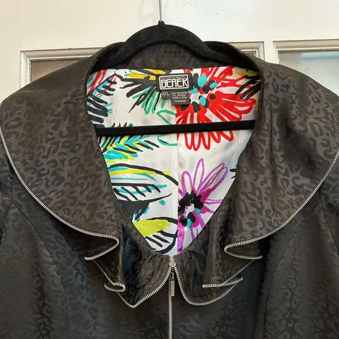 The Collective Works of Berek Art To Wear Zipper Leopard Jacket Plus Size 2X Black