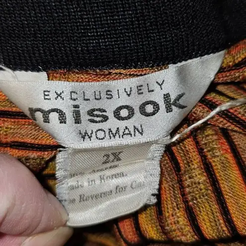 Misook Exclusively  Woman‎ Womens Orange Black Cardigan 2X *Pulls*