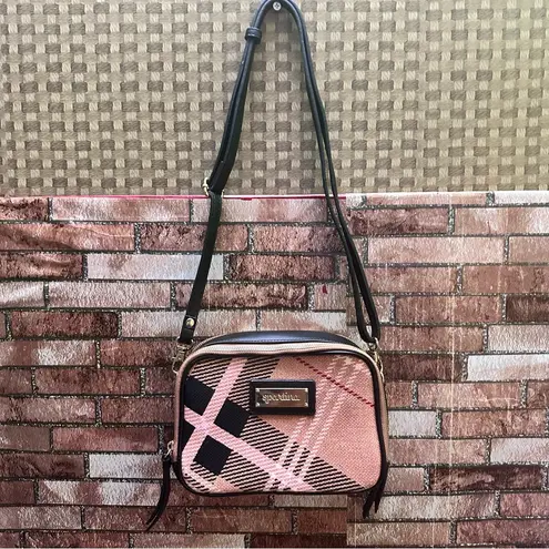 Spartina 449 Pink and Black Crossbody Bag with Geometric Design